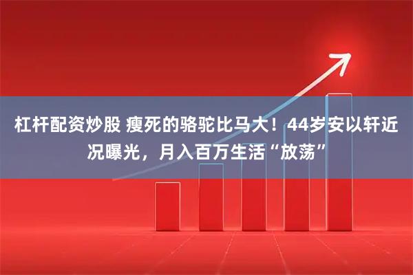 杠杆配资炒股 瘦死的骆驼比马大！44岁安以轩近况曝光，月入百万生活“放荡”